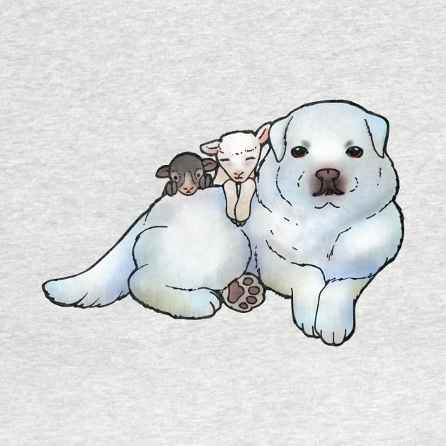 Great Pyrenees and Lambs by LyddieDoodles